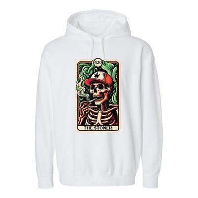 Tarot Card The Stoner Weed Lover Skeleton Cannabis 420 Garment-Dyed Fleece Hoodie