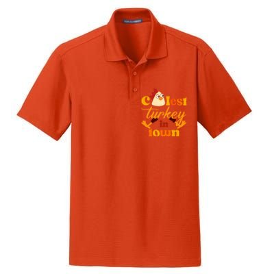 The Coolest Turkey In Town Funny Thanksgiving Gift Dry Zone Grid Polo