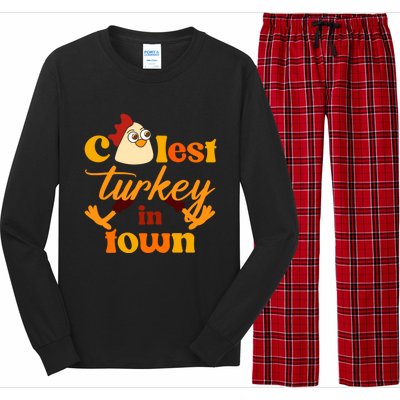 The Coolest Turkey In Town Funny Thanksgiving Gift Long Sleeve Pajama Set