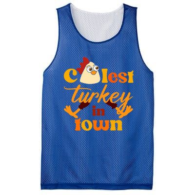 The Coolest Turkey In Town Funny Thanksgiving Gift Mesh Reversible Basketball Jersey Tank