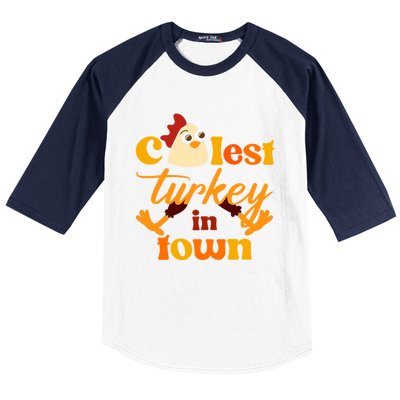 The Coolest Turkey In Town Funny Thanksgiving Gift Baseball Sleeve Shirt