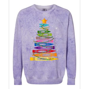 Teacher Christmas Tree Light Student Pajama Matching Colorblast Crewneck Sweatshirt