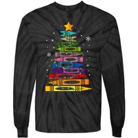 Teacher Christmas Tree Light Student Pajama Matching Tie-Dye Long Sleeve Shirt