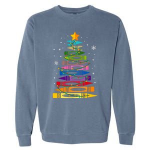 Teacher Christmas Tree Light Student Pajama Matching Garment-Dyed Sweatshirt