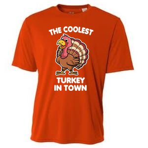 The Coolest Turkey In Town Happy Thanksgiving Great Gift Cooling Performance Crew T-Shirt