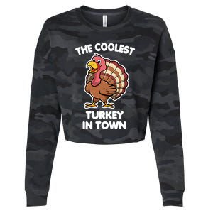 The Coolest Turkey In Town Happy Thanksgiving Great Gift Cropped Pullover Crew