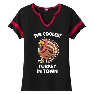 The Coolest Turkey In Town Happy Thanksgiving Great Gift Ladies Halftime Notch Neck Tee