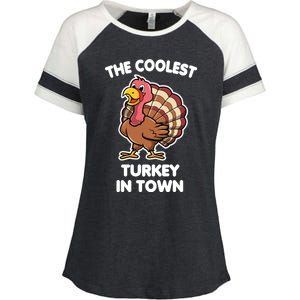 The Coolest Turkey In Town Happy Thanksgiving Great Gift Enza Ladies Jersey Colorblock Tee