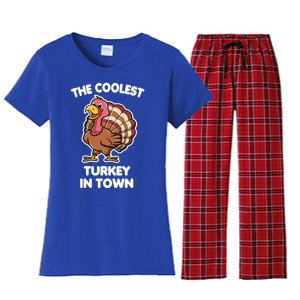 The Coolest Turkey In Town Happy Thanksgiving Great Gift Women's Flannel Pajama Set