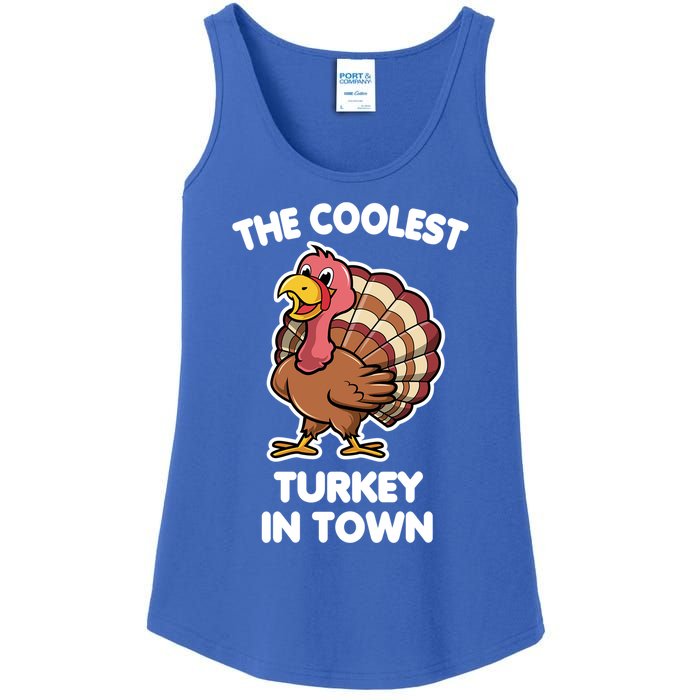 The Coolest Turkey In Town Happy Thanksgiving Great Gift Ladies Essential Tank