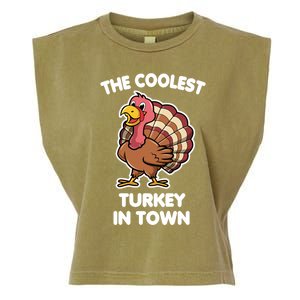 The Coolest Turkey In Town Happy Thanksgiving Great Gift Garment-Dyed Women's Muscle Tee