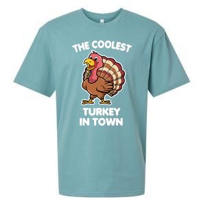 The Coolest Turkey In Town Happy Thanksgiving Great Gift Sueded Cloud Jersey T-Shirt