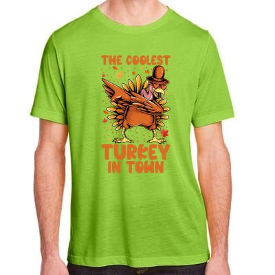 The Coolest Turkey In Town Dabbing Pilgrim Hat Thanksgiving Great Gift Adult ChromaSoft Performance T-Shirt