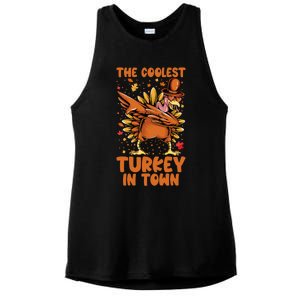 The Coolest Turkey In Town Dabbing Pilgrim Hat Thanksgiving Great Gift Ladies PosiCharge Tri-Blend Wicking Tank