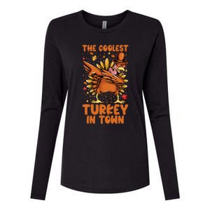 The Coolest Turkey In Town Dabbing Pilgrim Hat Thanksgiving Great Gift Womens Cotton Relaxed Long Sleeve T-Shirt