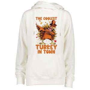 The Coolest Turkey In Town Dabbing Pilgrim Hat Thanksgiving Great Gift Womens Funnel Neck Pullover Hood