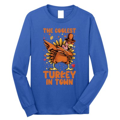 The Coolest Turkey In Town Dabbing Pilgrim Hat Thanksgiving Great Gift Long Sleeve Shirt