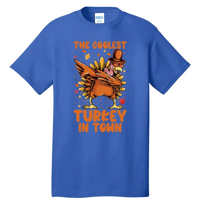 The Coolest Turkey In Town Dabbing Pilgrim Hat Thanksgiving Great Gift Tall T-Shirt