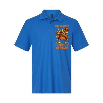 The Coolest Turkey In Town Dabbing Pilgrim Hat Thanksgiving Great Gift Softstyle Adult Sport Polo