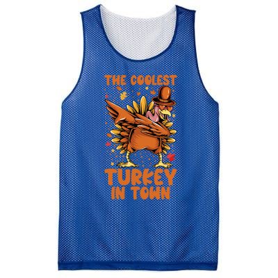 The Coolest Turkey In Town Dabbing Pilgrim Hat Thanksgiving Great Gift Mesh Reversible Basketball Jersey Tank