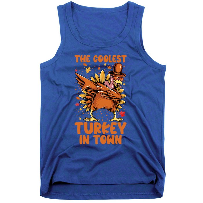 The Coolest Turkey In Town Dabbing Pilgrim Hat Thanksgiving Great Gift Tank Top