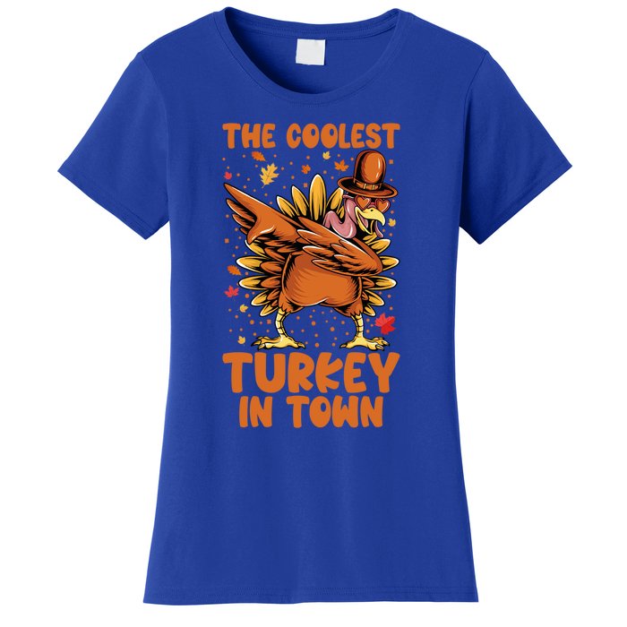 The Coolest Turkey In Town Dabbing Pilgrim Hat Thanksgiving Great Gift Women's T-Shirt