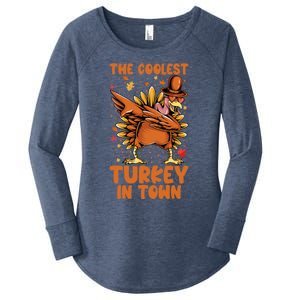 The Coolest Turkey In Town Dabbing Pilgrim Hat Thanksgiving Great Gift Women's Perfect Tri Tunic Long Sleeve Shirt