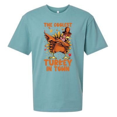 The Coolest Turkey In Town Dabbing Pilgrim Hat Thanksgiving Great Gift Sueded Cloud Jersey T-Shirt