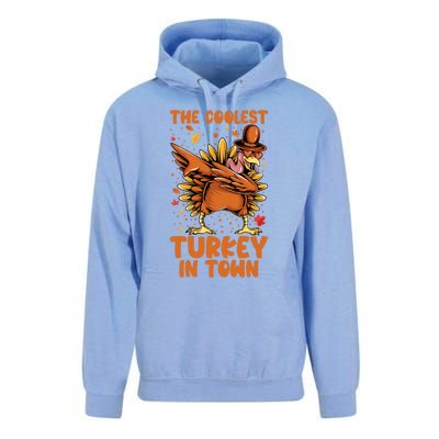 The Coolest Turkey In Town Dabbing Pilgrim Hat Thanksgiving Great Gift Unisex Surf Hoodie