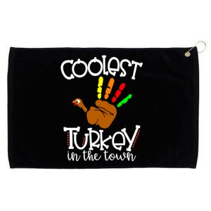 The Coolest Turkey In Town Gift Funny Turkey Hand Gift Grommeted Golf Towel