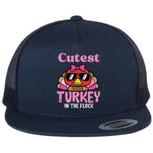 Thanksgiving Cutest Turkey Flock Flat Bill Trucker Hat