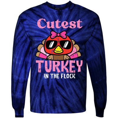 Thanksgiving Cutest Turkey Flock Tie-Dye Long Sleeve Shirt