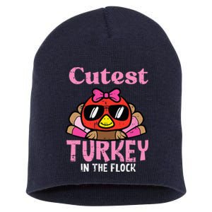 Thanksgiving Cutest Turkey Flock Short Acrylic Beanie