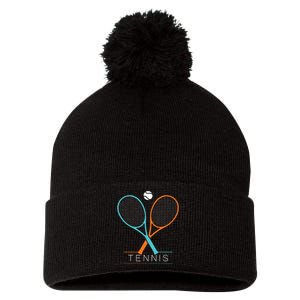 Tennis Children Tennis Racket Ball Pom Pom 12in Knit Beanie