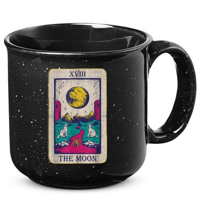 Tarot Card The Moon XVIII Occult Vintage Wolf Moon 15oz Campfire Ceramic Mug