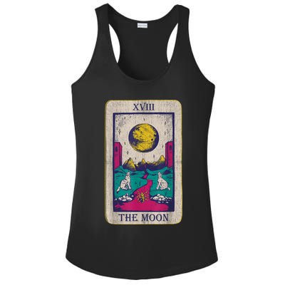 Tarot Card The Moon XVIII Occult Vintage Wolf Moon Ladies PosiCharge Competitor Racerback Tank