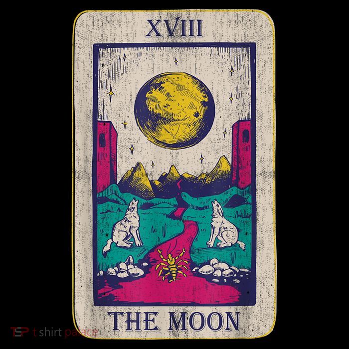 Tarot Card The Moon XVIII Occult Vintage Wolf Moon Baby Bodysuit