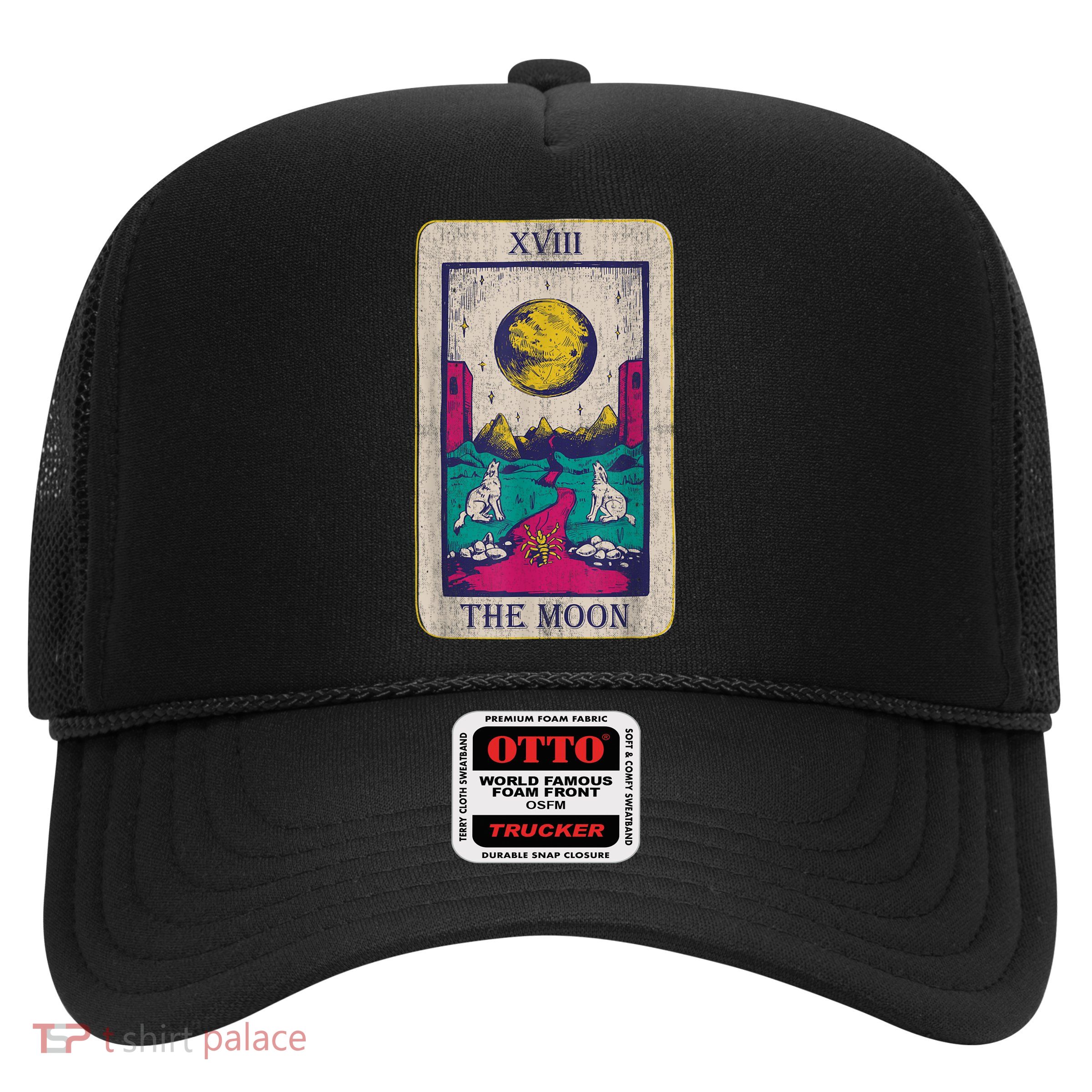 Tarot Card The Moon XVIII Occult Vintage Wolf Moon Trucker Hat