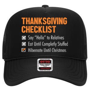 Thanksgiving Checklist High Crown Mesh Back Trucker Hat