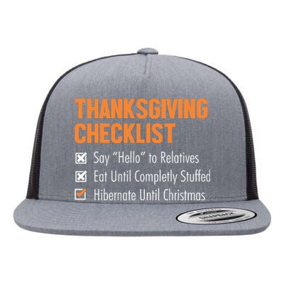 Thanksgiving Checklist Flat Bill Trucker Hat