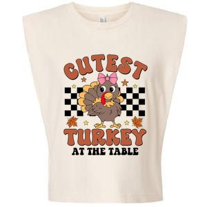 Thanksgiving Cutest Turkey At The Table Dinner Girl Garment-Dyed Women's Muscle Tee