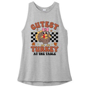 Thanksgiving Cutest Turkey At The Table Dinner Girl Ladies PosiCharge Tri-Blend Wicking Tank