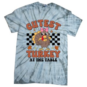 Thanksgiving Cutest Turkey At The Table Dinner Girl Tie-Dye T-Shirt