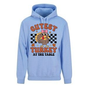 Thanksgiving Cutest Turkey At The Table Dinner Girl Unisex Surf Hoodie