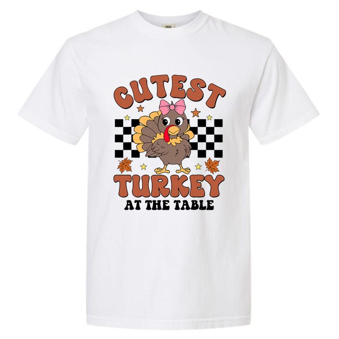 Thanksgiving Cutest Turkey At The Table Dinner Girl Garment-Dyed Heavyweight T-Shirt