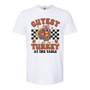 Thanksgiving Cutest Turkey At The Table Dinner Girl Softstyle CVC T-Shirt