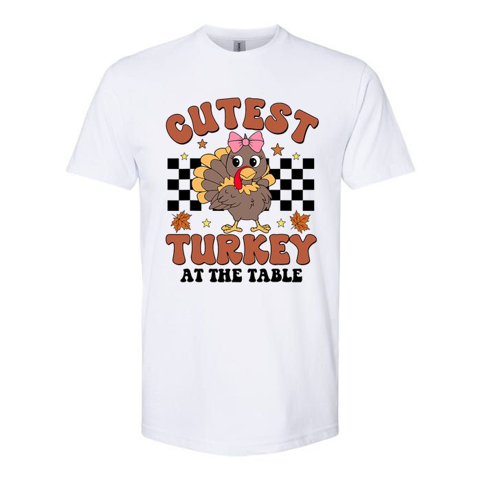 Thanksgiving Cutest Turkey At The Table Dinner Girl Softstyle CVC T-Shirt