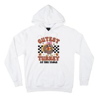 Thanksgiving Cutest Turkey At The Table Dinner Girl Hoodie