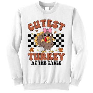 Thanksgiving Cutest Turkey At The Table Dinner Girl Sweatshirt