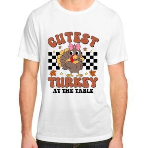 Thanksgiving Cutest Turkey At The Table Dinner Girl Adult ChromaSoft Performance T-Shirt